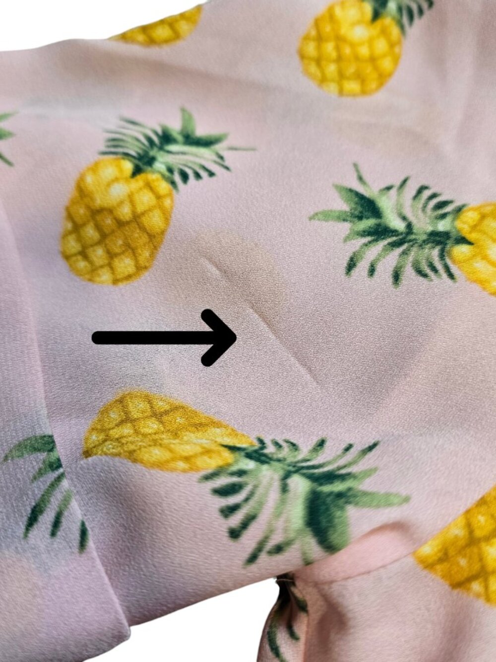 Lily White Women’s Short Sleeve Sheer Pink Pineapple Pattern Front Tie Button Up - Picture 9 of 9